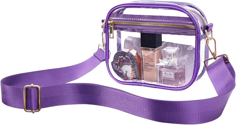 Fibrdoo Clear Bag Stadium Approved, Leather Clear Crossbody Purse Bag for Concerts Sports Events Festivals - Image 1